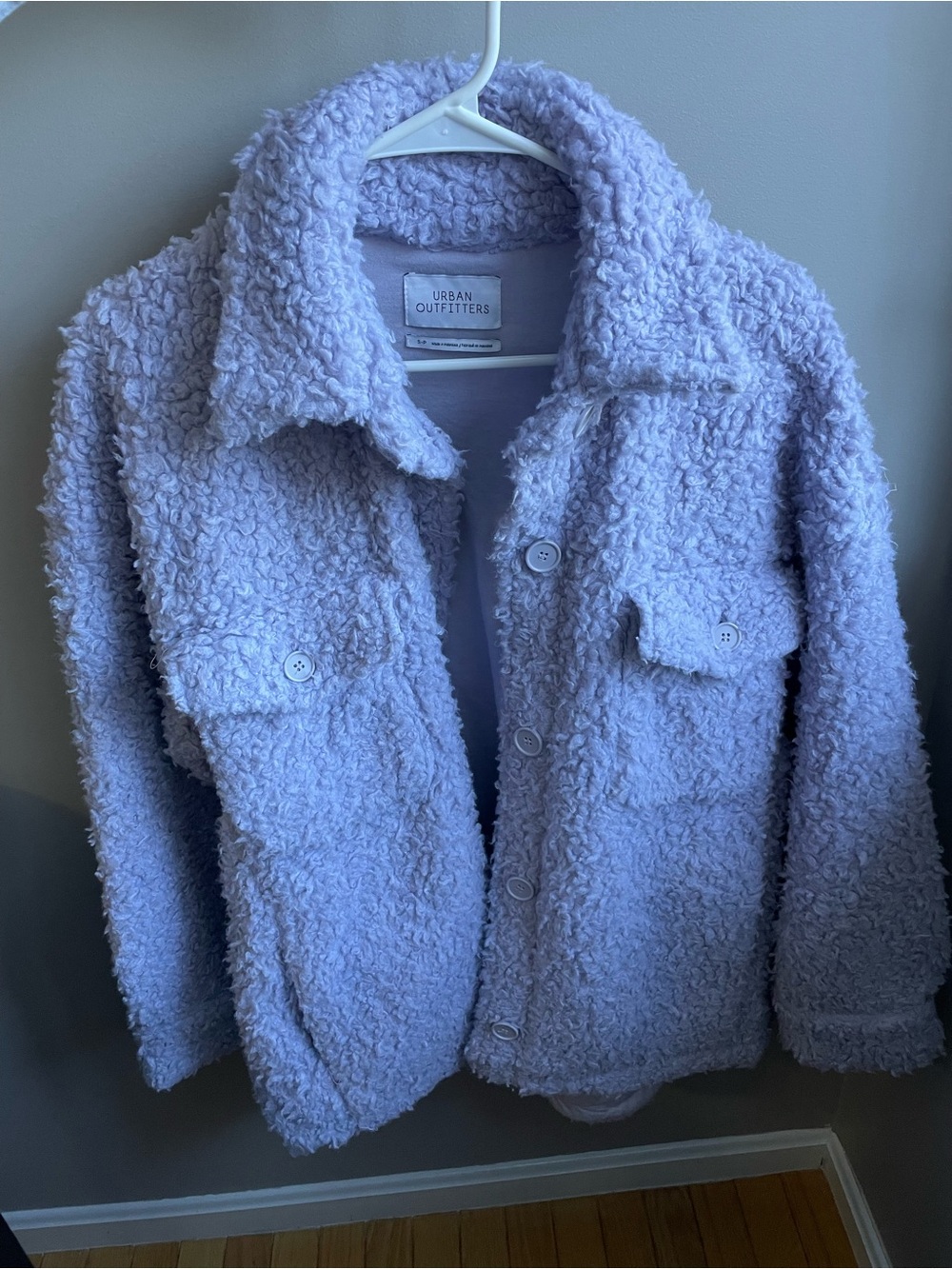 Urban Outfitters Lavender Sherpa Button-Front Jacket Size S